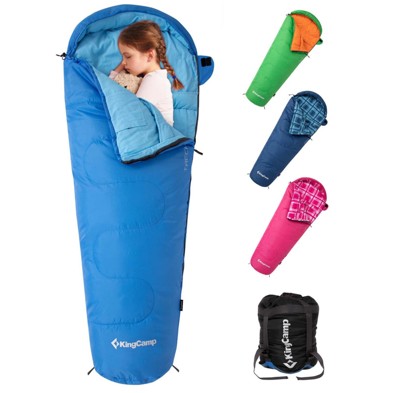 Load image into Gallery viewer, KingCamp Kids Mummy Sleeping Bag - 100% Cotton Flannel Lining Blue
