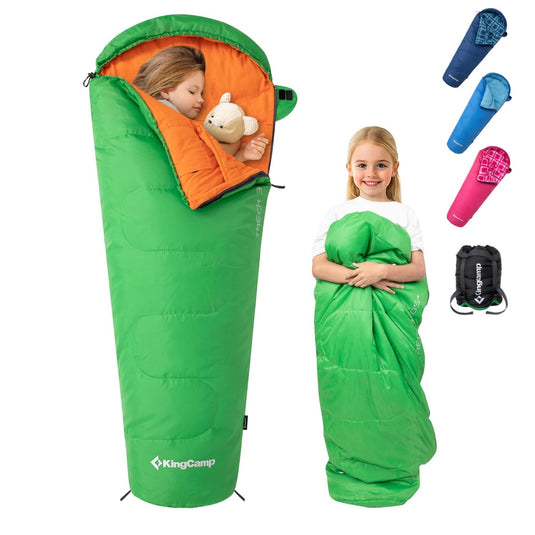KingCamp Kids Mummy Sleeping Bag - 3-Season Warm & Snug Fit for Camping, Ages 8-12 (up to 4'7
