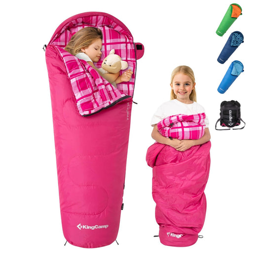KingCamp Kids Mummy Sleeping Bag - 3-Season Warm & Snug Fit for Camping, Ages 8-12 (up to 4'7" Tall)