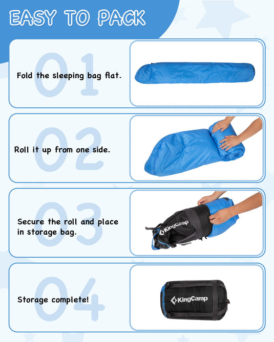 KingCamp Kids Mummy Sleeping Bag Easy to Pack and Storage