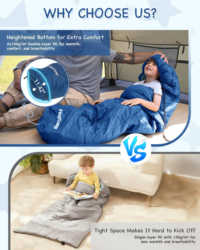 Load image into Gallery viewer, KingCamp Kids Mummy Sleeping Bag with Heightened Bottom for Extra Comfort
