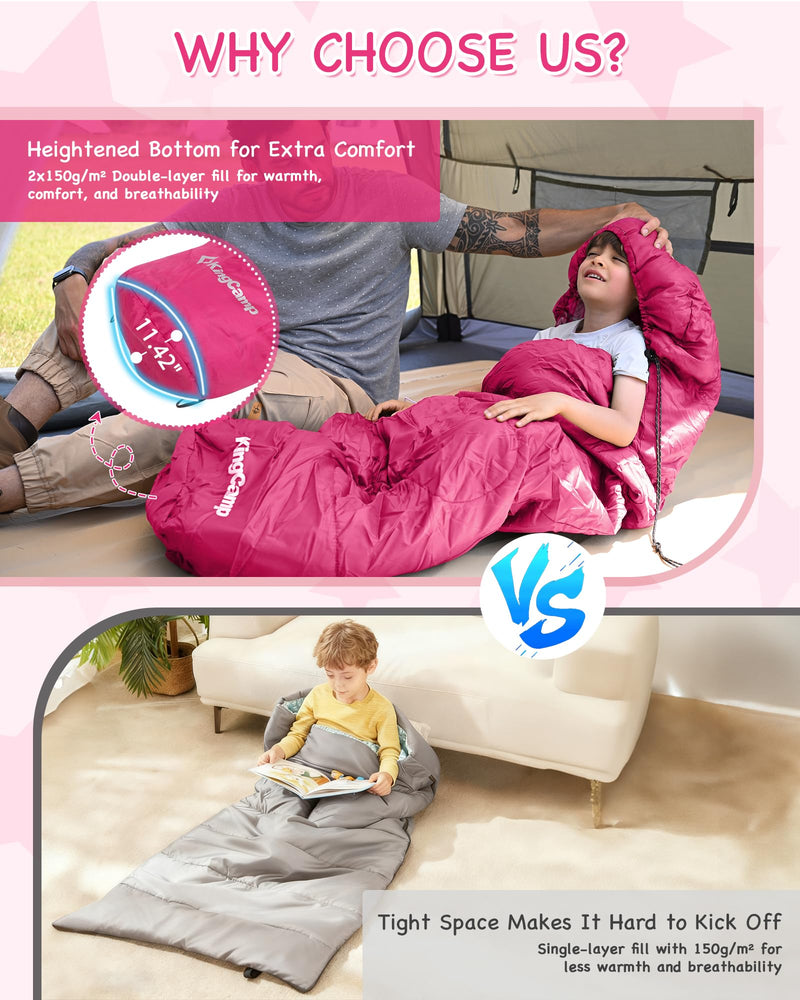 Load image into Gallery viewer, KingCamp Kids Mummy Sleeping Bag with Heightened Bottom for Extra Comfort
