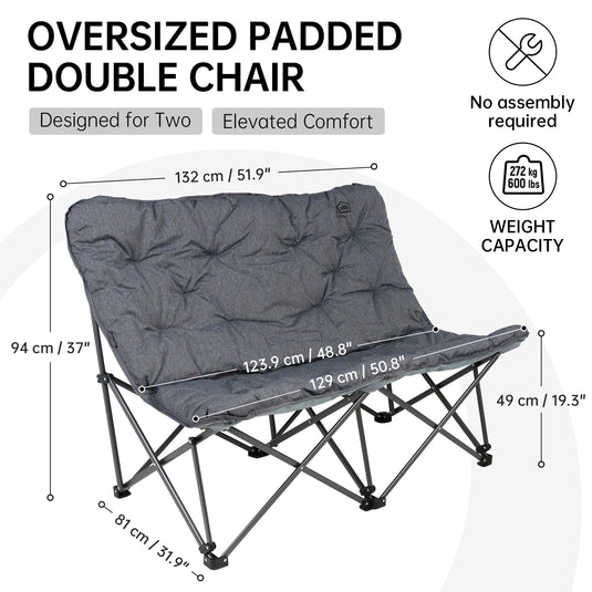 KingCamp LEMON C20 Loveseat Couch Grey Spacious