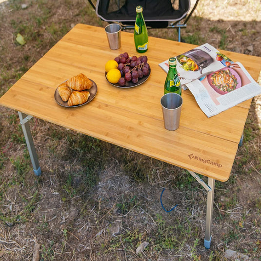 KingCamp Large 4-Folding Bamboo Table for 4-6 Person