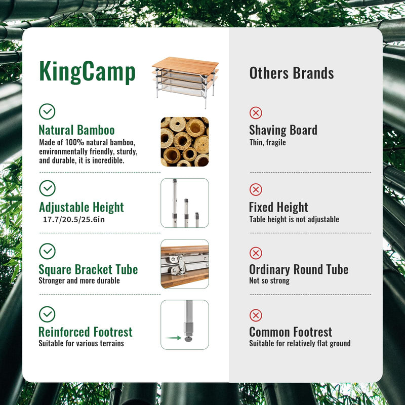 Load image into Gallery viewer, KingCamp Large 4-Folding Bamboo Table with Mesh Storage, Portable Camping Table for 4-5 Person
