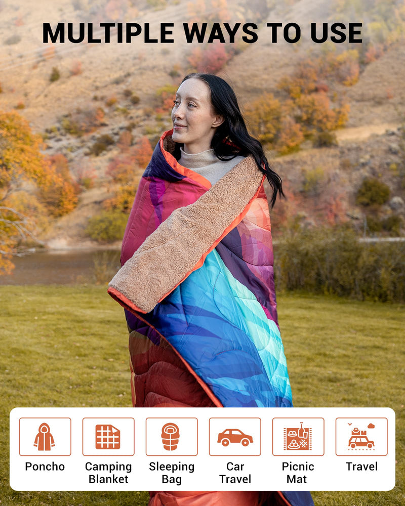 Load image into Gallery viewer, KingCamp Large Sherpa &amp; Water-Resistant Picnic Blanket can be Use As PONCHO Sleeping Bags Picnic Mat
