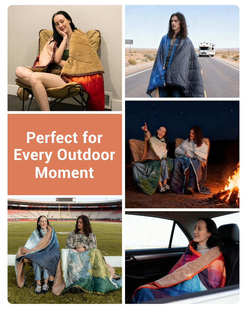 Load image into Gallery viewer, KingCamp Large Sherpa &amp; Water-Resistant Picnic Blanket can be Use As PONCHO Sleeping Bags Picnic Mat
