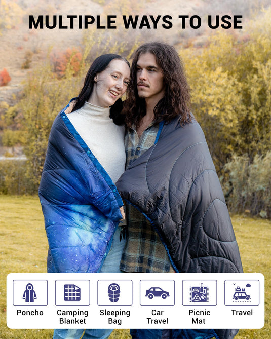 KingCamp Large Sherpa & Water-Resistant Picnic Blanket can be Use As PONCHO Sleeping Bags Picnic Mat