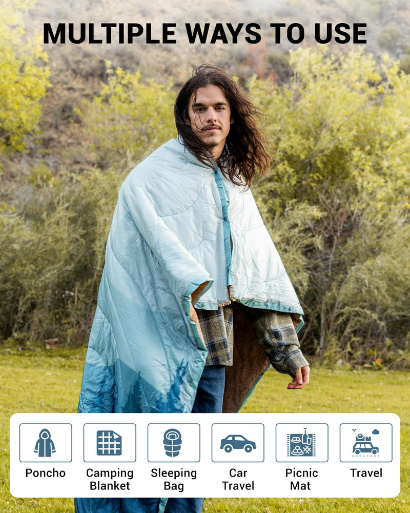 Load image into Gallery viewer, KingCamp Large Sherpa &amp; Water-Resistant Picnic Blanket can be Use As PONCHO Sleeping Bags Picnic Mat
