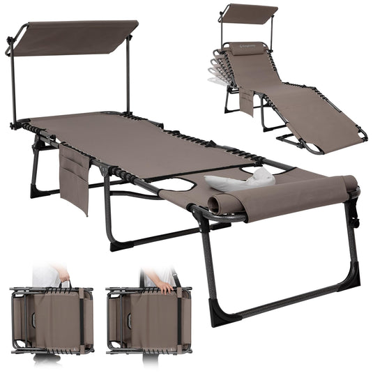KingCamp MAGNOLIA B10 PLUS Backpack Chaise Lounge with 360° Rotatable Canopy Shade