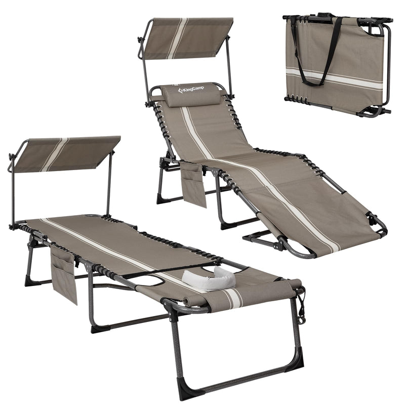 Load image into Gallery viewer, KingCamp MAGNOLIA B10 PLUS Backpack Chaise Lounge with 360° Rotatable Canopy Shade
