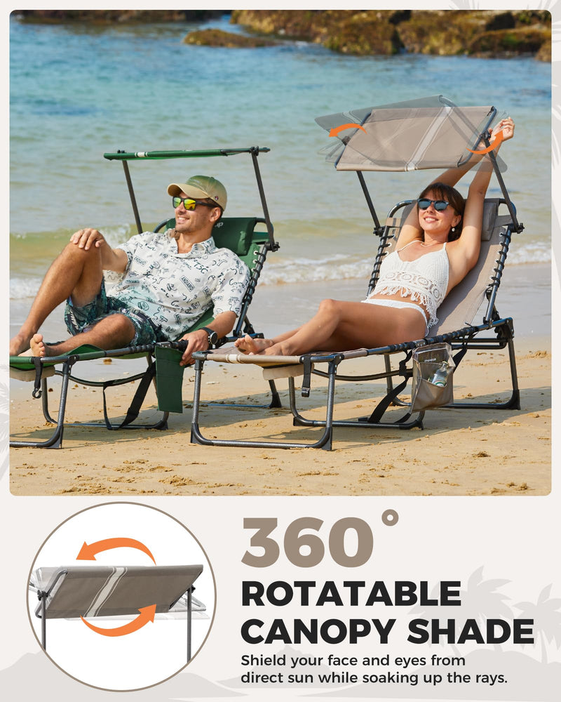 Load image into Gallery viewer, KingCamp MAGNOLIA B10 PLUS Backpack Chaise Lounge with 360° Rotatable Canopy Shade
