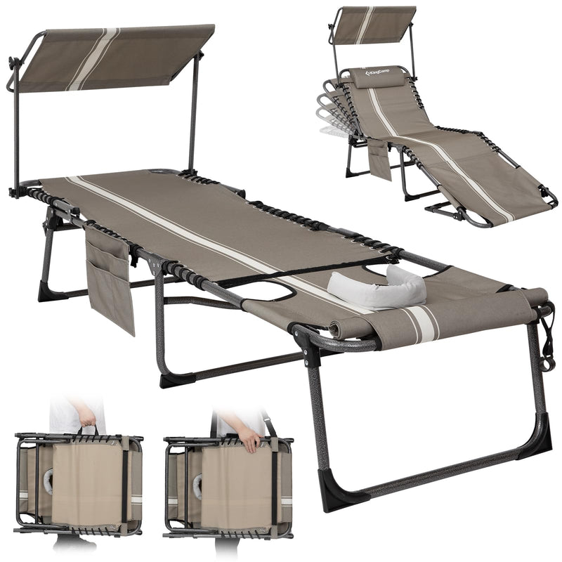 Load image into Gallery viewer, KingCamp MAGNOLIA B10 PLUS Backpack Chaise Lounge with 360° Rotatable Canopy Shade
