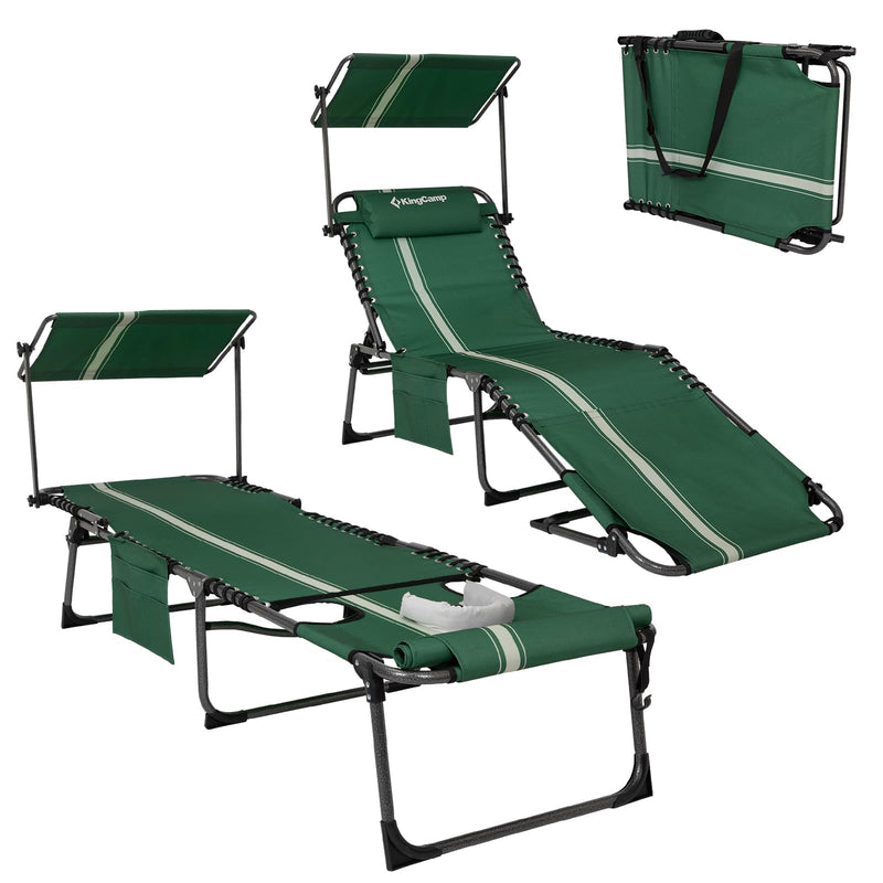 Load image into Gallery viewer, KingCamp MAGNOLIA B10 PLUS Backpack Chaise Lounge with Adjustable Canopy and Face Hole Green
