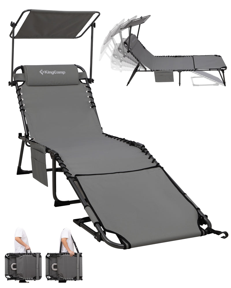 Load image into Gallery viewer, KingCamp MAGNOLIA B30 Folding Tanning Chair with Face Hole &amp; Canopy Shade | 400lb Capacity

