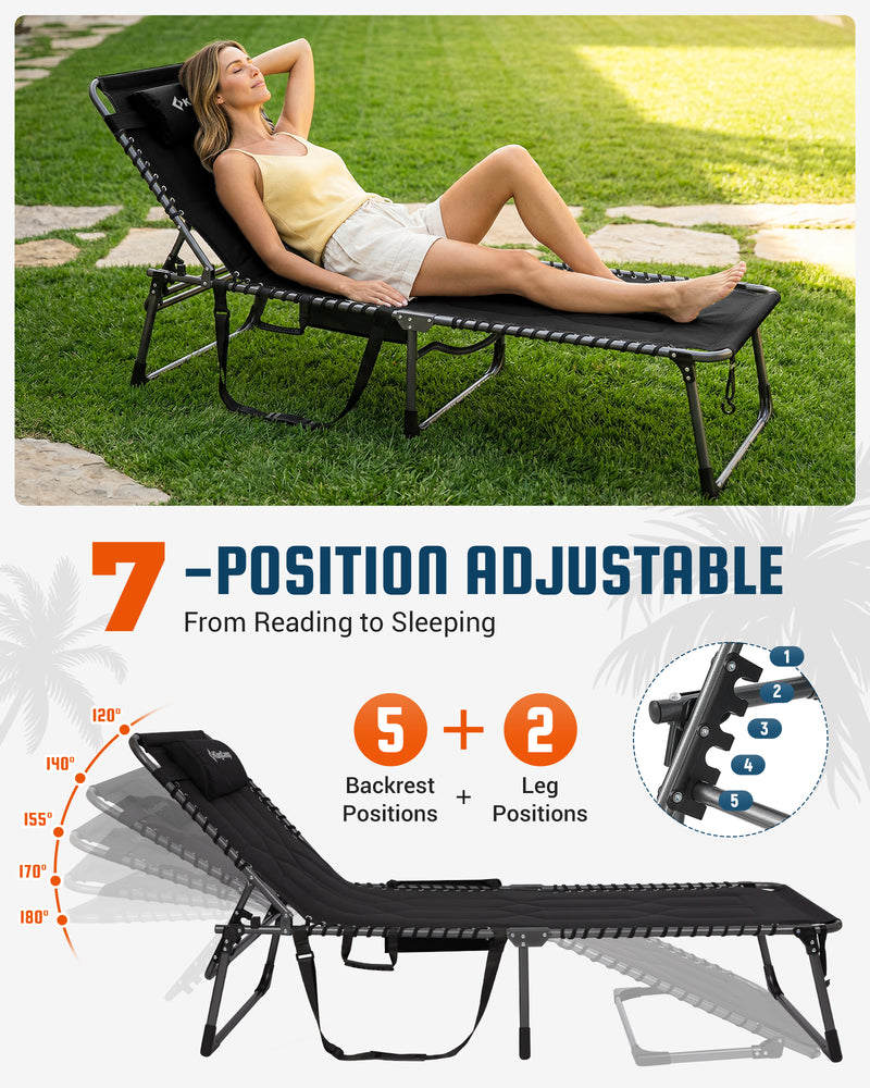 Load image into Gallery viewer, KingCamp MAGNOLIA B40 Oversized Padded Lounge Chair 7-POSITION ADJUSTABLE From Reading to Sleeping：5 Backrest Positions + 2 Leg Positions 
