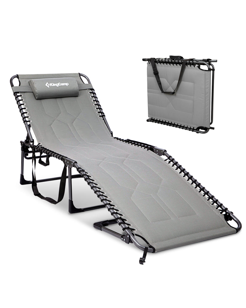 Load image into Gallery viewer, KingCamp MAGNOLIA B40 Oversized Padded Lounge Chair | Extra-Wide &amp; Long 7-Position Folding Sun Lounger Grey

