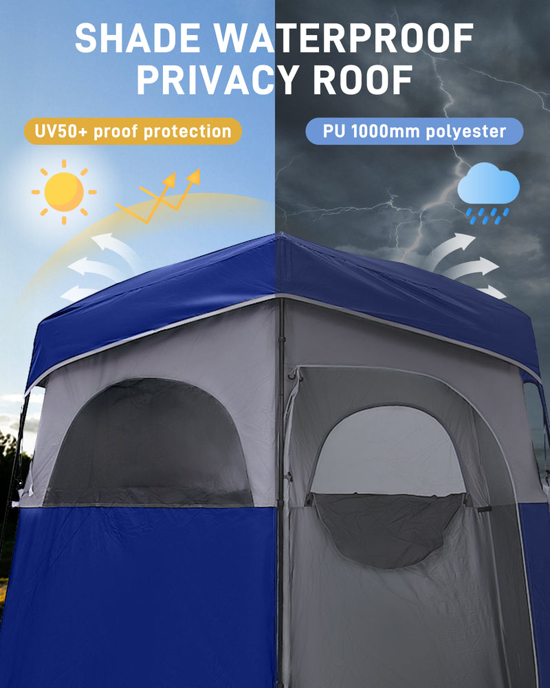 Load image into Gallery viewer, KingCamp MARASUSA II Double Privacy Shelter with 20L Solar Shower Bag | 2-Room Camping Shower Tent, UPF50+ Sun Protection, Portable Outdoor Shower Kit for Camping, Beach &amp; Festivals
