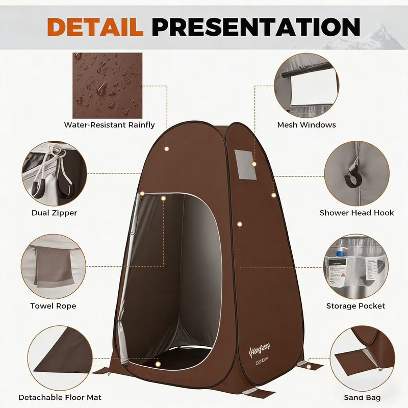Load image into Gallery viewer, KingCamp MARASUSA POP Instant Privacy Tent | Pop-Up Camping Shower Tent with UPF50+ Sun Protection
