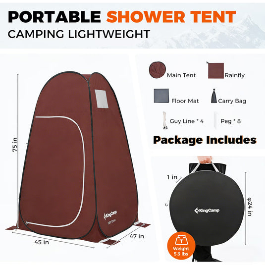 KingCamp MARASUSA POP Instant Privacy Tent | Pop-Up Camping Shower Tent with UPF50+ Sun Protection