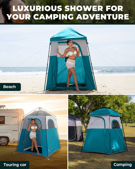 KingCamp MARASUSA Q Single Privacy Shelter | Pop-Up Camping Shower Tent with UPF50+ Sun Protection, XL 5.5x5.5ft Interior for Portable Toilet, Changing Room & Outdoor Shower Cyan