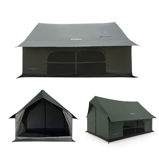 KingCamp MOUNTAIN IN C5 Canvas Hot Tent Green 5-6 Person Cabin Tent with Stove Jack, Waterproof & Windproof for 4-Season Camping