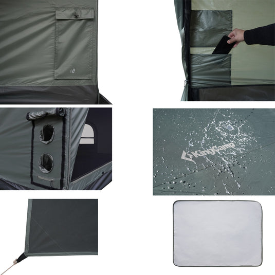 KingCamp MOUNTAIN IN C5 Canvas Hot Tent Green 5-6 Person Cabin Tent with Stove Jack, Waterproof & Windproof for 4-Season Camping