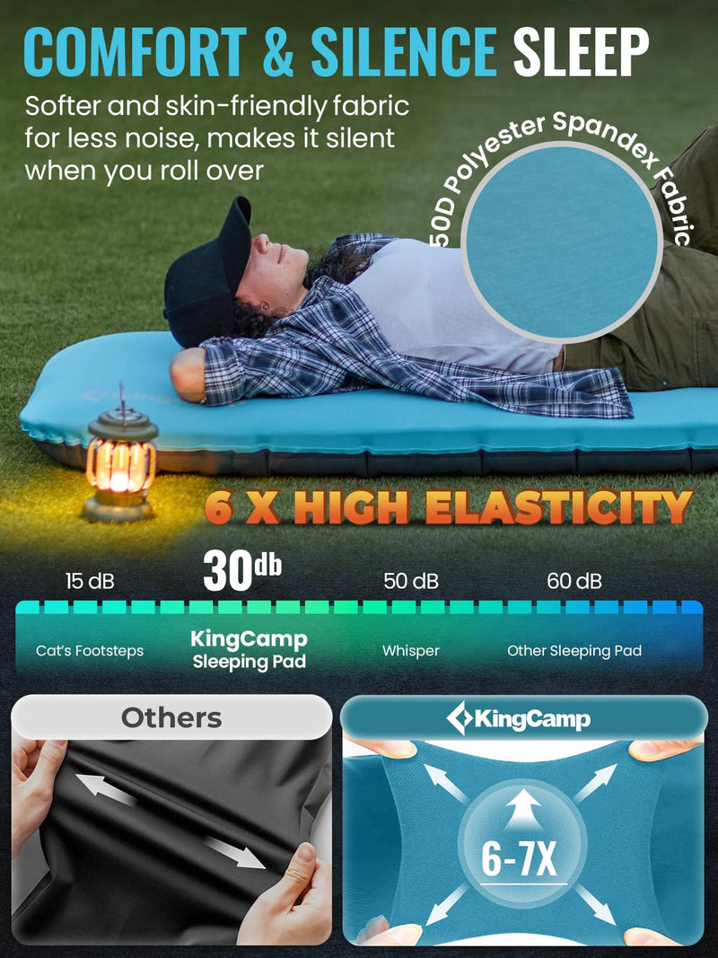 Load image into Gallery viewer, KingCamp Memory Foam Hybrid Sleeping Mat | R-Value 4.9, 4-Season Insulated Camping Pad with 50D 4-Way Stretch Fabric &amp; Pump Sack | Ultra-Silent for Car &amp; Tent Camping
