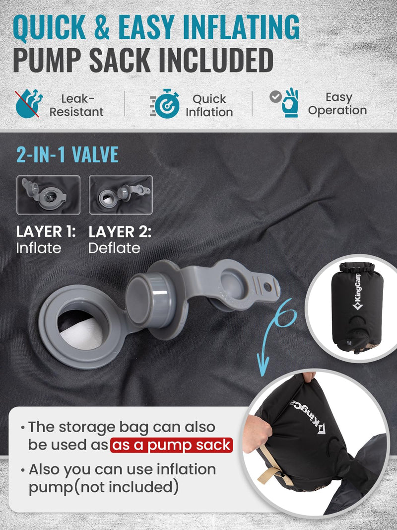 Load image into Gallery viewer, KingCamp Memory Foam Hybrid Sleeping Mat | R-Value 4.9, 4-Season Insulated Camping Pad with 50D 4-Way Stretch Fabric &amp; Pump Sack | Ultra-Silent for Car &amp; Tent Camping
