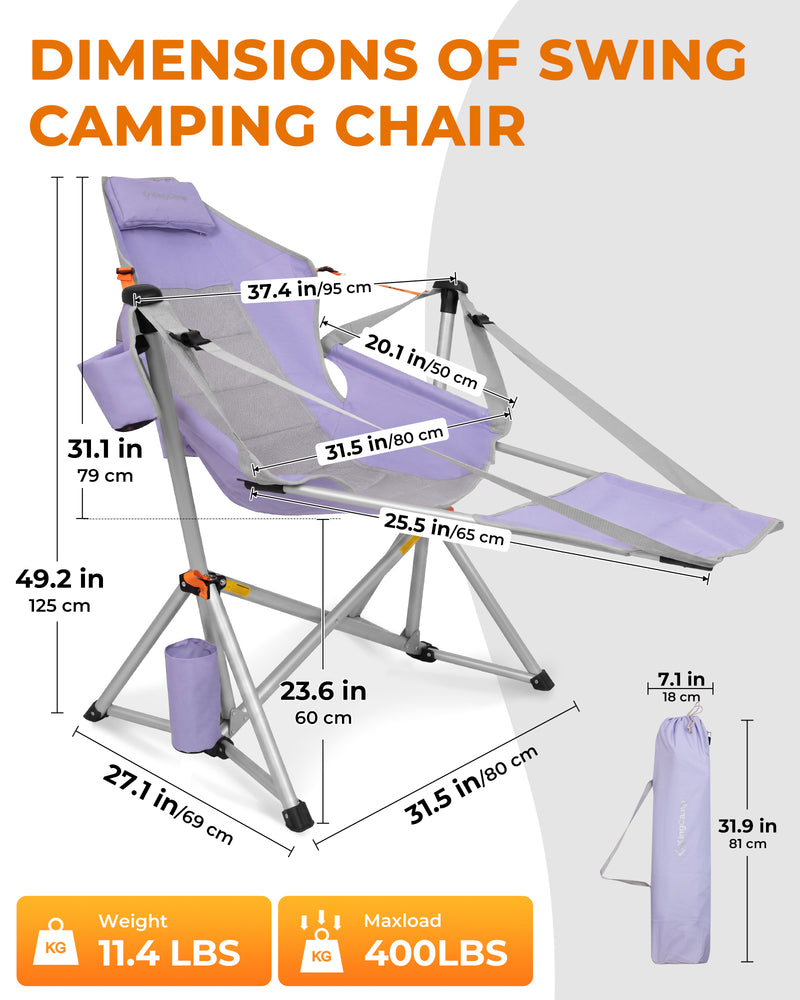 Load image into Gallery viewer, KingCamp ORCHID C20 Folding Rocking Chair Hammock Camping Chair
