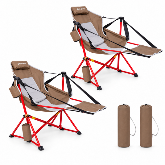 KingCamp ORCHID C20 Folding Rocking Chair Hammock Camping Chair Brown 2 PACK