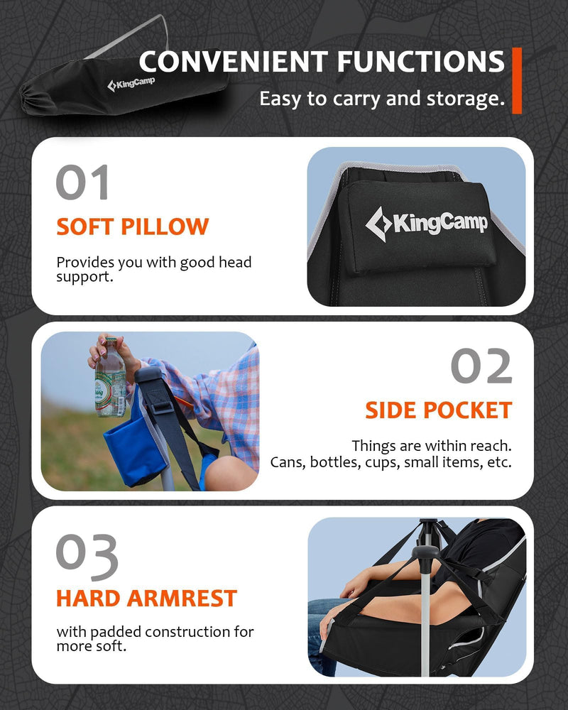 Load image into Gallery viewer, KingCamp ORCHID C20 Folding Rocking Chair Hammock Camping Chair Dark Blue with Soft Pillow and side pocket
