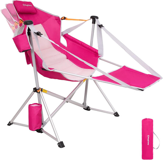 KingCamp ORCHID C20 Folding Rocking Chair Hammock Camping Chair Rose Red