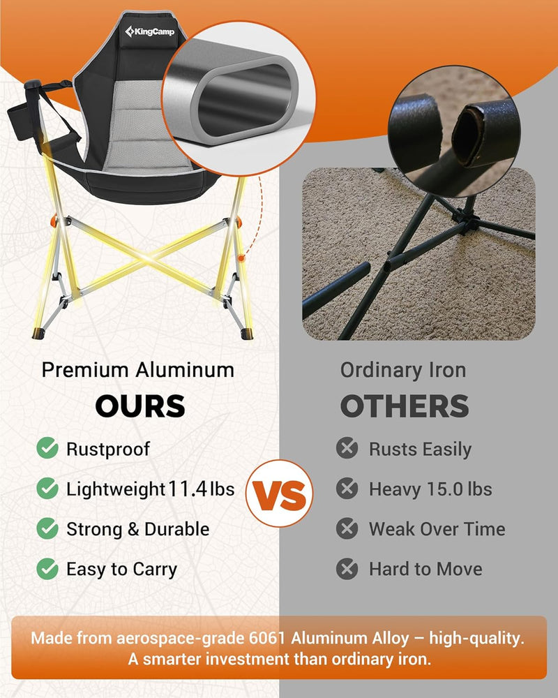 Load image into Gallery viewer, KingCamp ORCHID C20 Folding Rocking Hammock Camping Chair | 400lb Capacity Portable Swinging Chair with Removable Footrest &amp; Padded Headrest for Outdoor Beach Lawn RV
