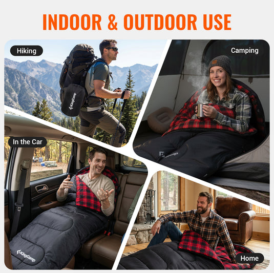 KingCamp Oasis C 250 Sleeping Bag | 3-Season Cotton Flannel-Lined Envelope Bag, 250g/m² Insulation, Soft & Warm Rectangular Camping Bag for Adults