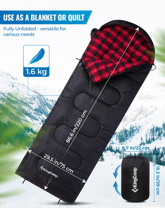 KingCamp Oasis C 250 Sleeping Bag Can Use as a Blanket or Quilt
