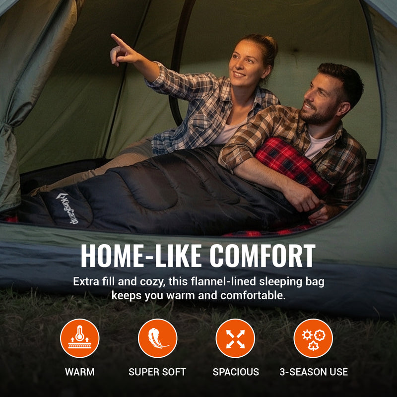 Load image into Gallery viewer, KingCamp Oasis C 350 Sleeping Bag | 3-Season Cotton Flannel-Lined Envelope Bag
