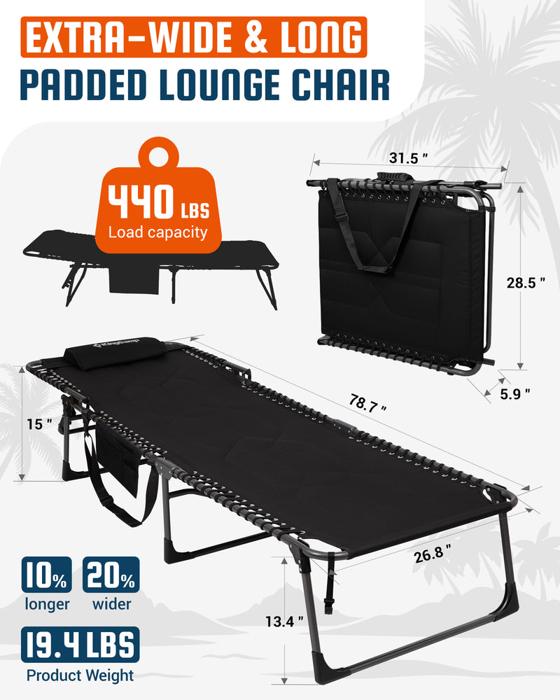 Load image into Gallery viewer, KingCamp Oversized Padded Lounge Chair EXTRA-WIDE &amp; LONG PADDED LOUNGE CHAIR
