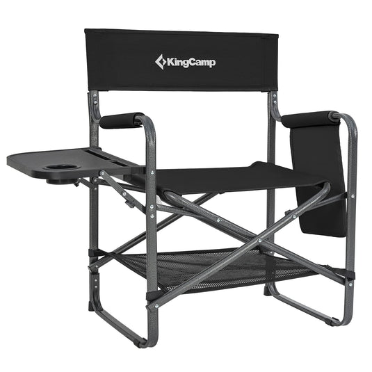 KingCamp Padded Outdoor Folding Director Chair with Side Table