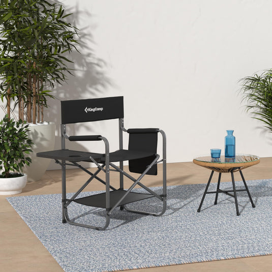 KingCamp Padded Outdoor Folding Director Chair with Side Table