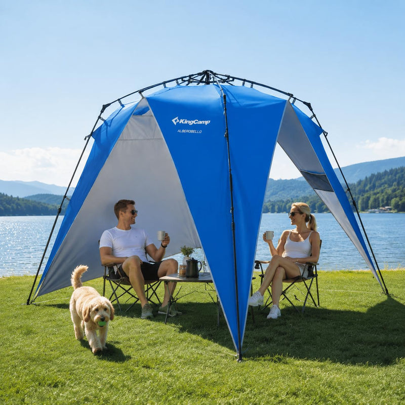 Load image into Gallery viewer, KingCamp Pop Up Canopy, Beach Tent for 6-8 Person 7.9' x 7.9' Outdoor Sun Shade with Detachable Sunshade for Camping, Beach, Garden &amp; Backyard
