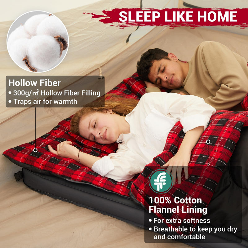 Load image into Gallery viewer, KingCamp Queen Size Double Sleeping Bag&nbsp;– the ultimate&nbsp;2-person sleeping bag&nbsp;designed for couples, families
