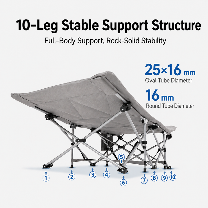 Laden Sie das Bild in Galerie -Viewer, KingCamp Ravon C20 Folding Camping Cot | 10-Leg Stability Cot with Padded Quilted Bed, Ergonomic Raised Headrest, 400lb Capacity, Quick-Fold Design for Camping, Guest &amp; Emergency Use
