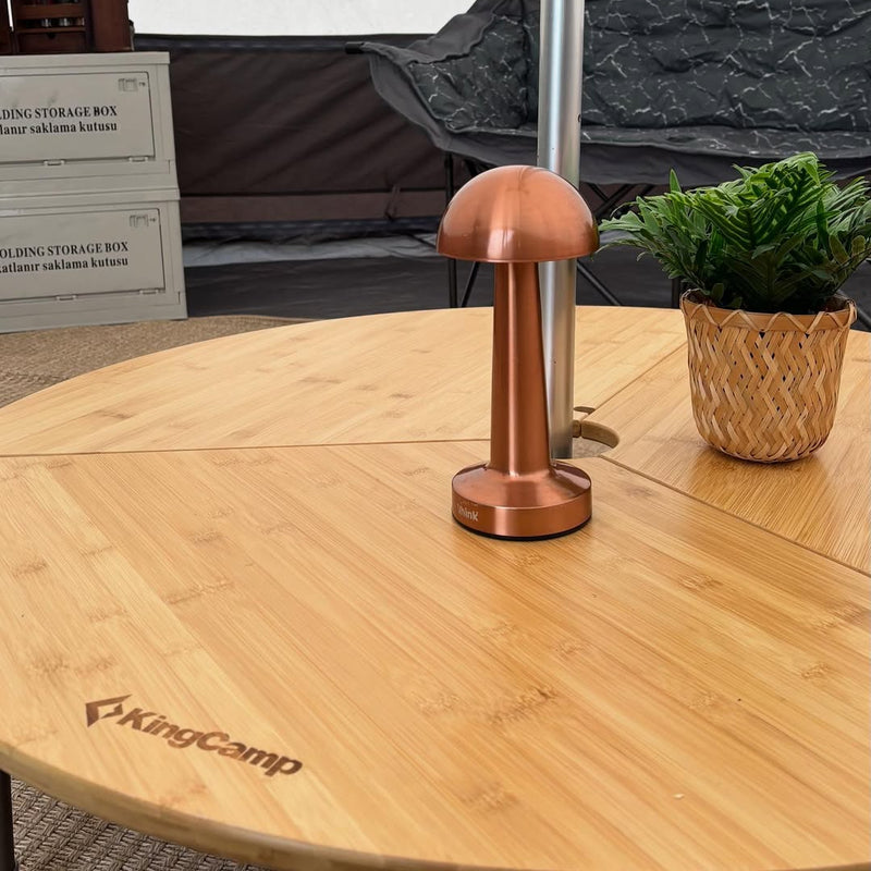 Load image into Gallery viewer, KingCamp Round 3-Folding Bamboo Table, Compact Portable Camping Table for Outdoor &amp; Indoor Use
