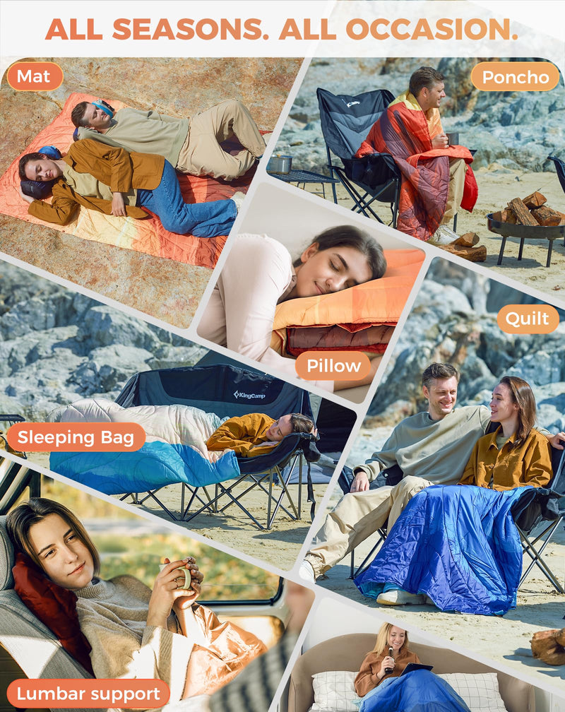 Load image into Gallery viewer, KingCamp SMART 150 XL Ultralight Camping Blanket – Packable, Wearable &amp; Water-Repellent for Outdoor &amp; Stadium Use
