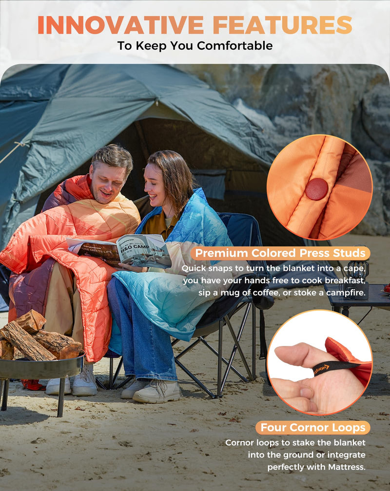Load image into Gallery viewer, KingCamp SMART 150 XL Ultralight Camping Blanket – Packable, Wearable &amp; Water-Repellent for Outdoor &amp; Stadium Use
