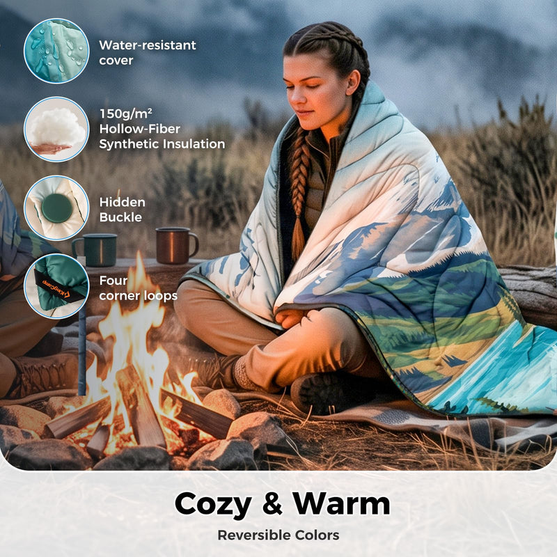 Load image into Gallery viewer, KingCamp SMART 150 XL Ultralight Camping Blanket – Packable, Wearable &amp; Water-Repellent for Outdoor &amp; Stadium Use
