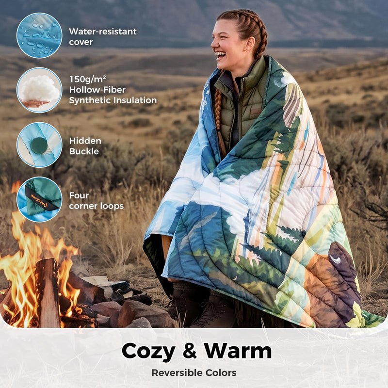 Load image into Gallery viewer, KingCamp SMART 150 XL Ultralight Camping Blanket – Packable, Wearable &amp; Water-Repellent for Outdoor &amp; Stadium Use Prism
