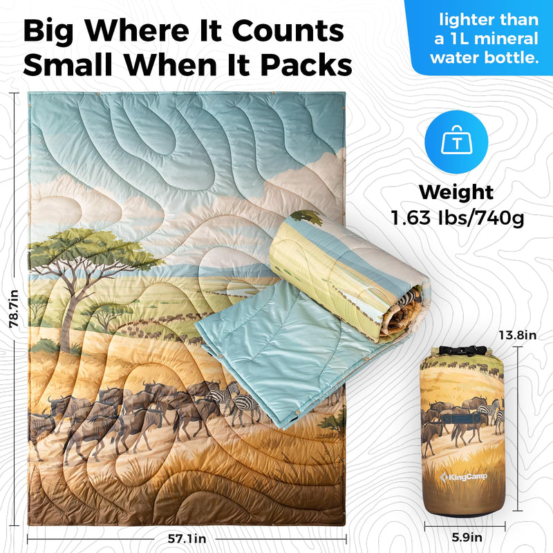 Load image into Gallery viewer, KingCamp SMART 150 XL Ultralight Camping Blanket – Packable, Wearable &amp; Water-Repellent for Outdoor &amp; Stadium Use Savan

