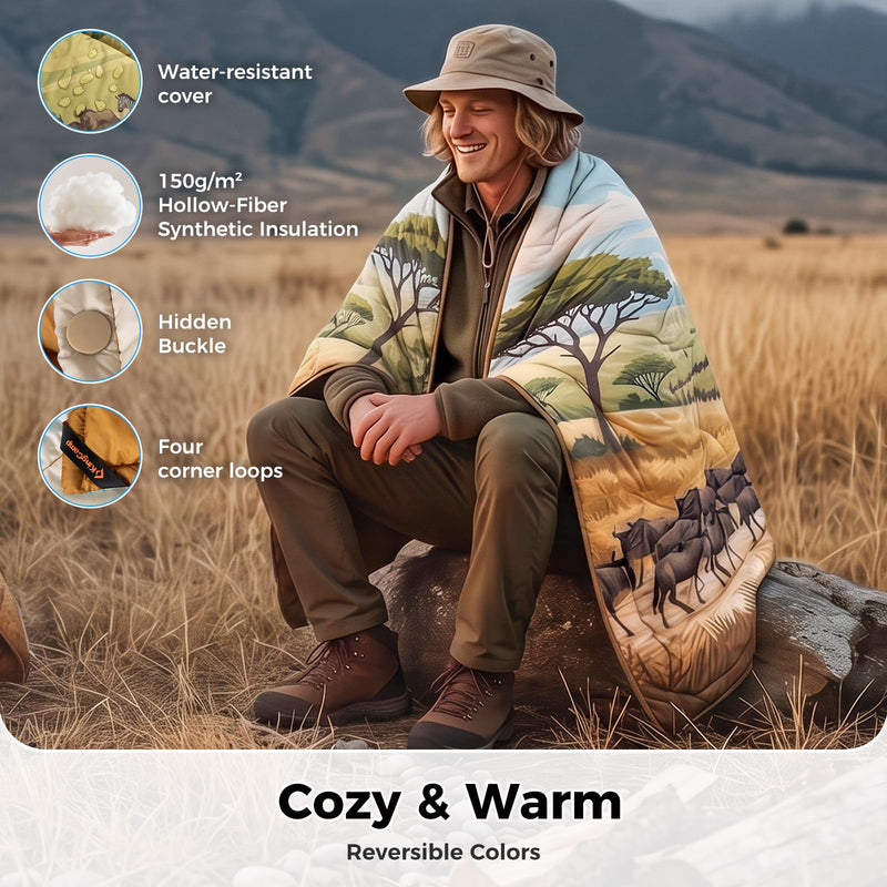 Load image into Gallery viewer, KingCamp SMART 150 XL Ultralight Camping Blanket – Packable, Wearable &amp; Water-Repellent for Outdoor &amp; Stadium Use Savan
